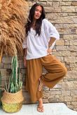 Annie Cushion Cotton Barrel Culotte Pant Hazelnut